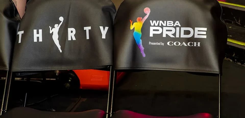 Chairs featuring WNBA Pride and Thirty branding