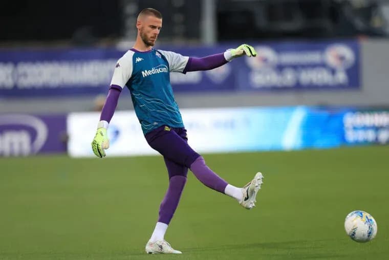 Goalkeeper preparing to kick ball during training