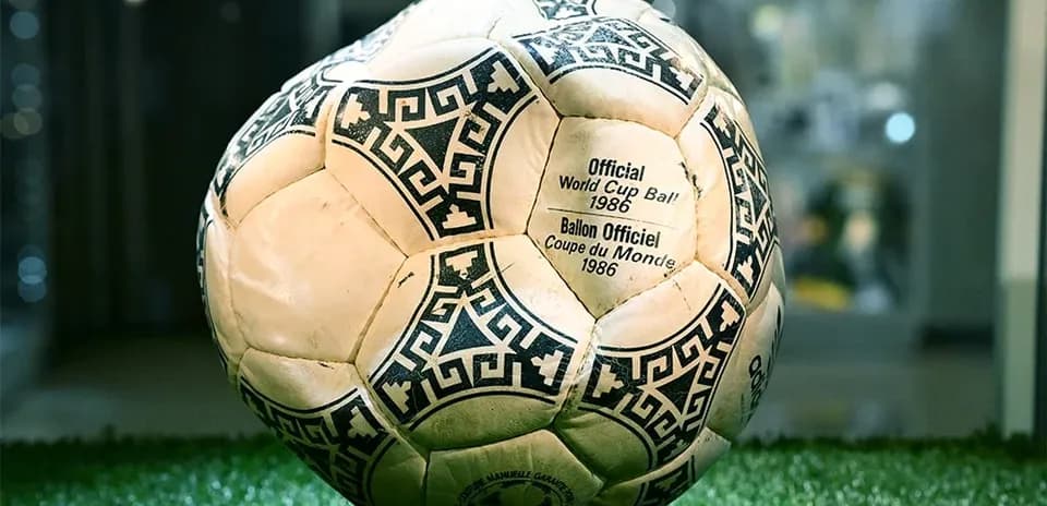 1986 FIFA World Cup official soccer ball displayed