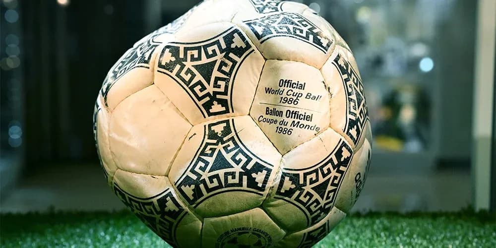 1986 FIFA World Cup official soccer ball displayed
