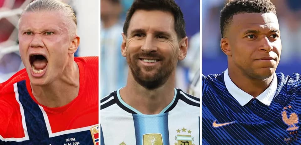 Three football players in national team jerseys