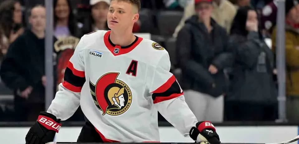 Hockey player on ice rink during game