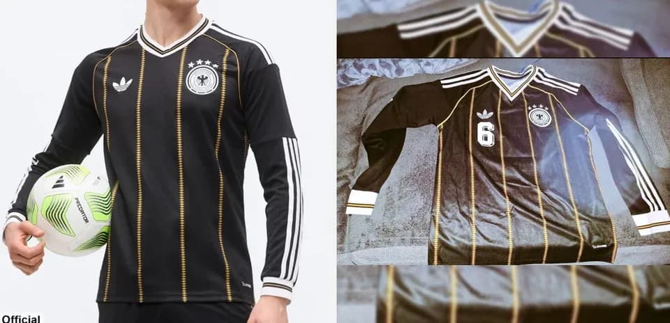 Germany football jersey displayed with ball