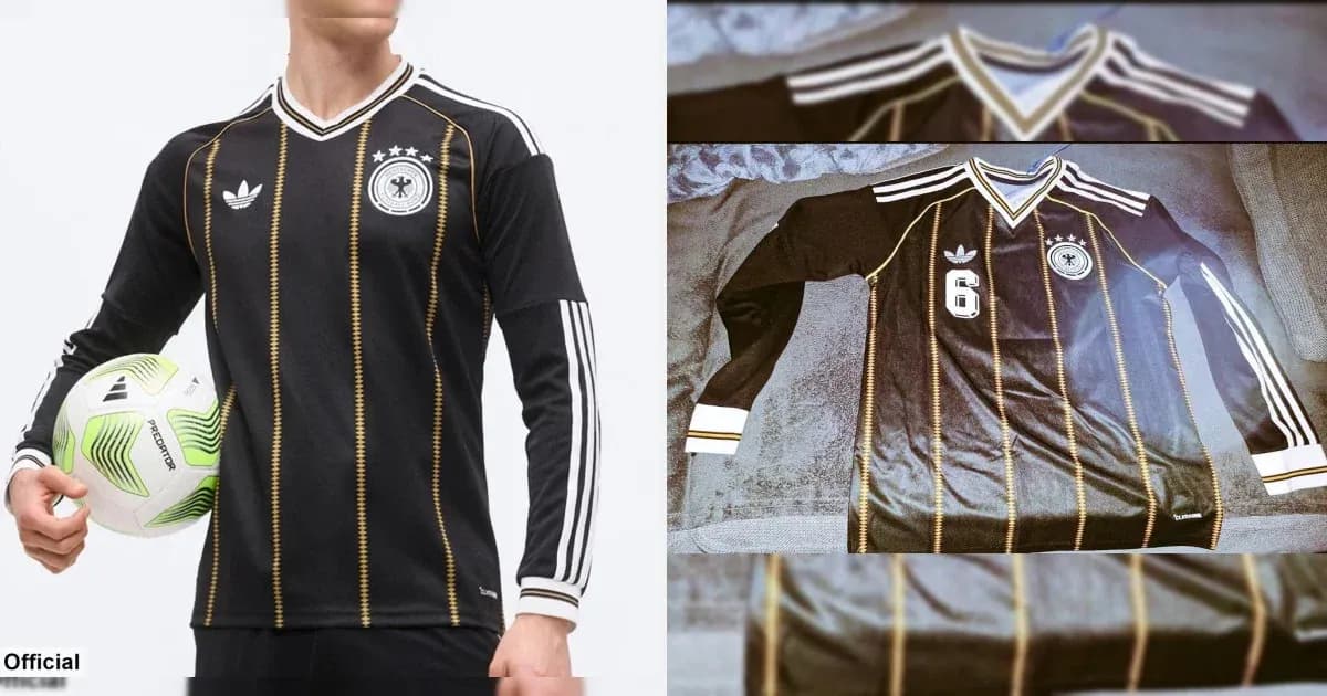 Germany football jersey displayed with ball