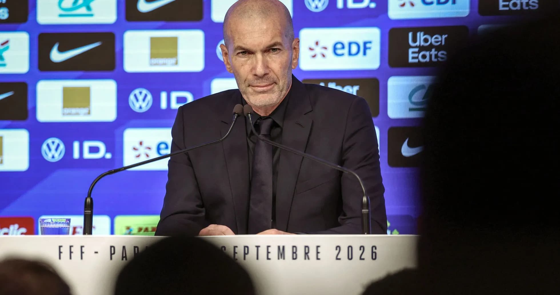 Zinedine Zidane at press conference podium