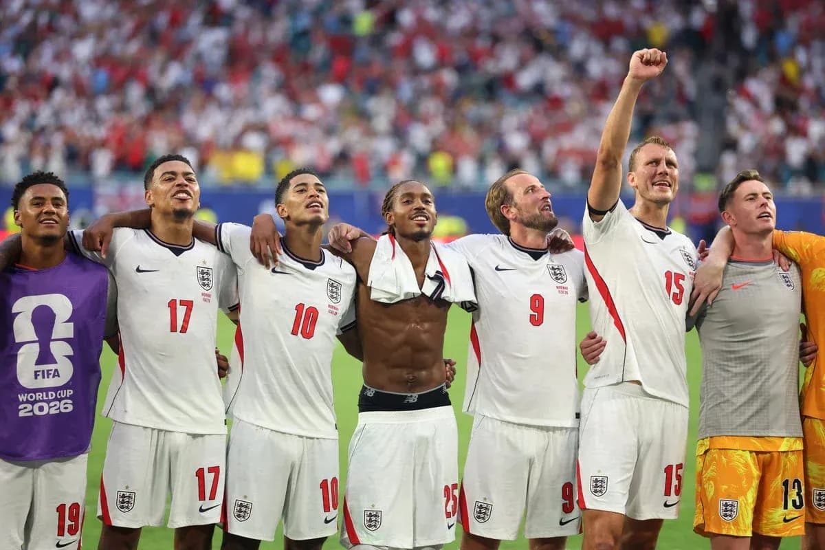 England players celebrating together after a match
