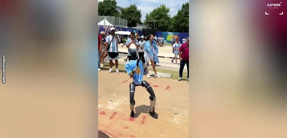 Robot dancing in front of spectators at event
