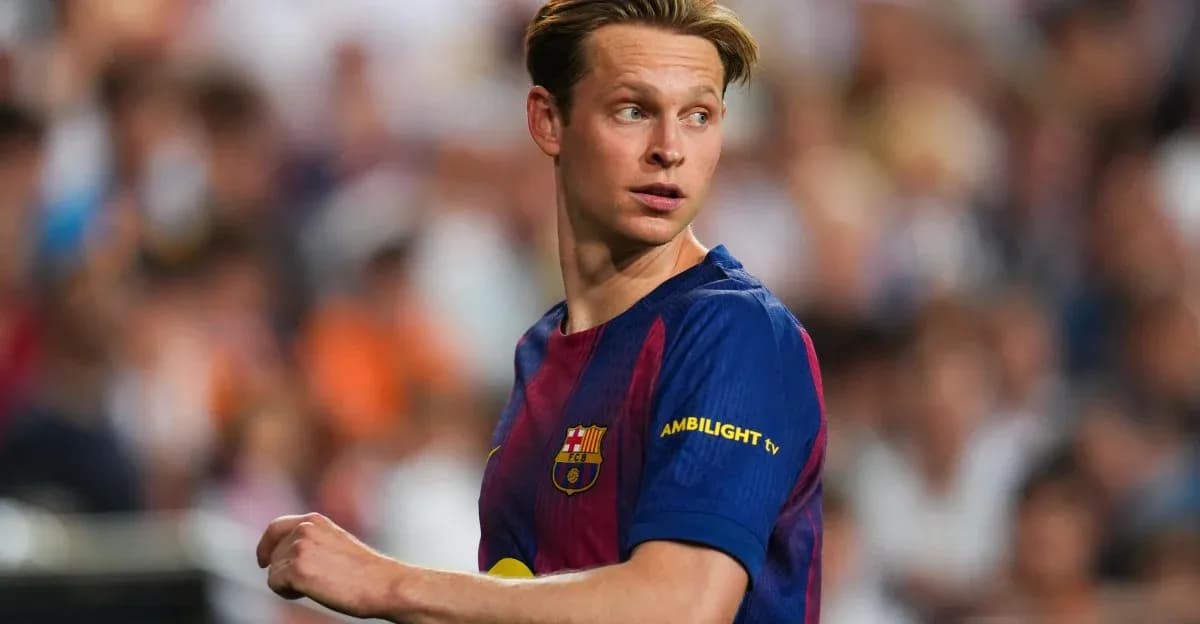 Frenkie de Jong in FC Barcelona kit during match