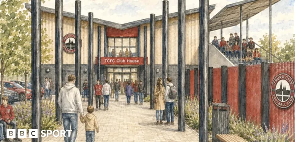 TCFC Club House entrance with fans and children