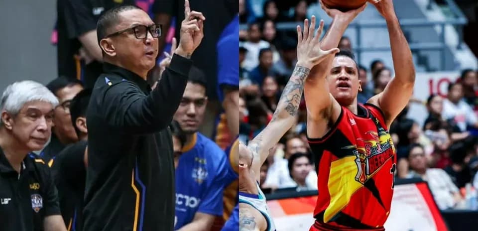 Basketball coach signaling while player attempts shot