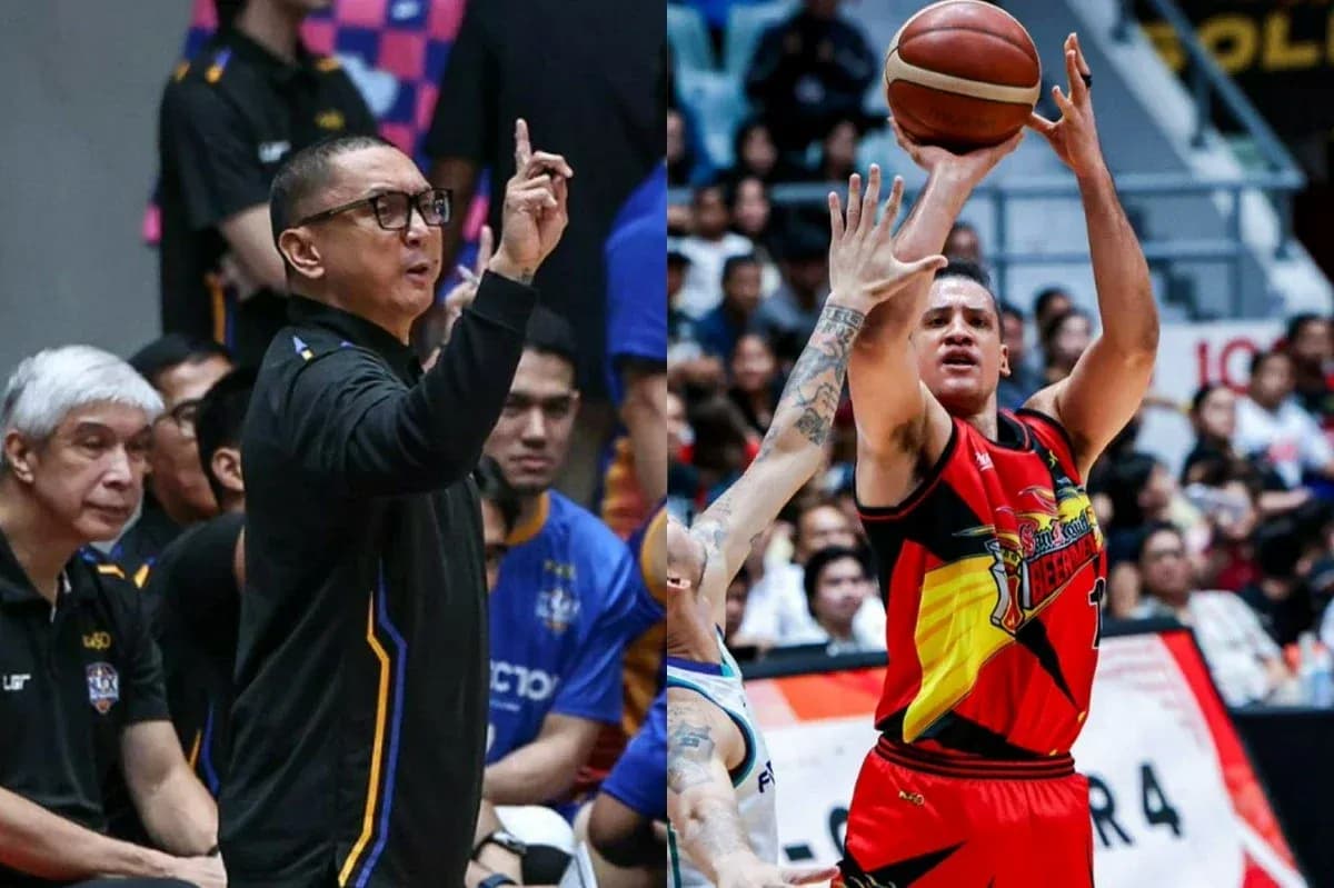 Basketball coach signaling while player attempts shot