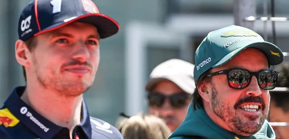 Max Verstappen and Fernando Alonso at an event