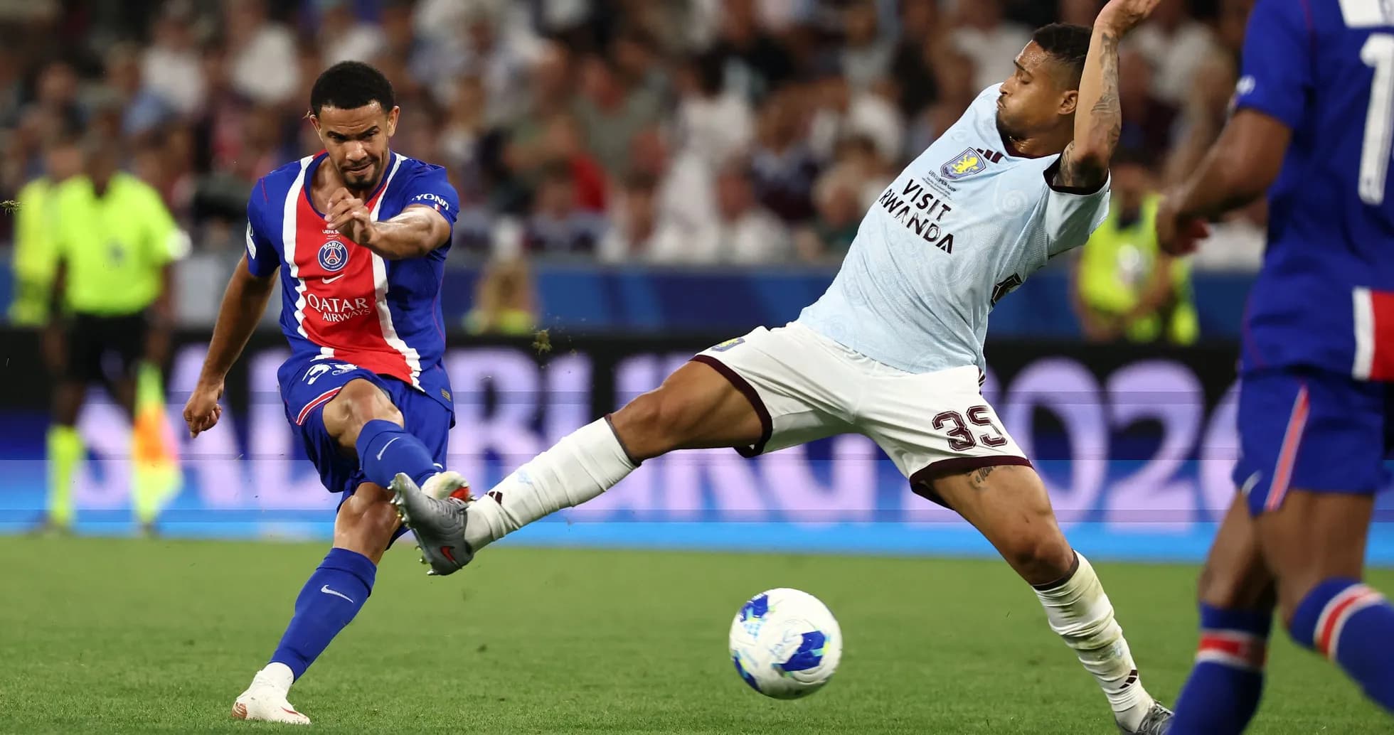 Player kicking the ball during a match