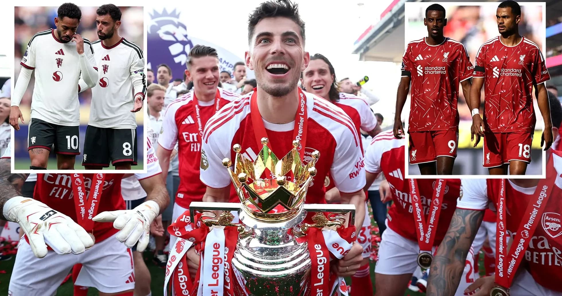 Futbolchilar Premier Lig kubogini ko'tarib turishmoqda