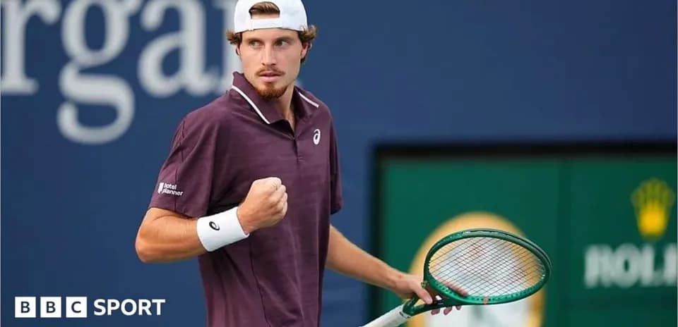 Tennis player celebrating during a match