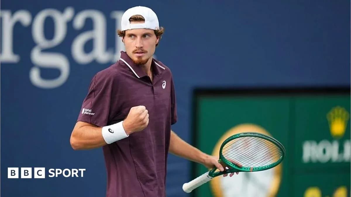 Tennis player celebrating during a match