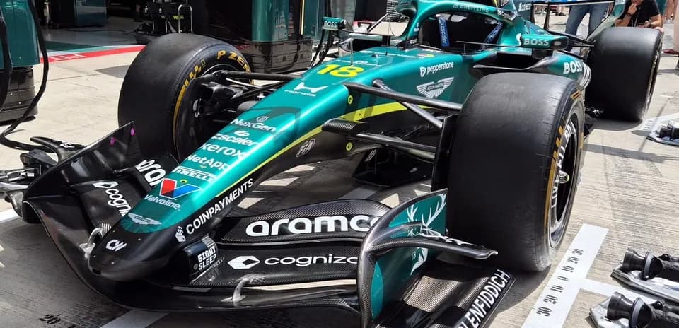 Aston Martin Formula 1 car in the pit area