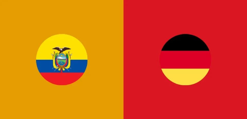 Ecuador and Germany flags side by side