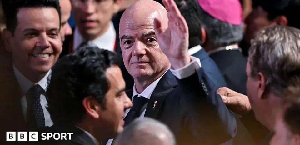 FIFA president Gianni Infantino waving at event