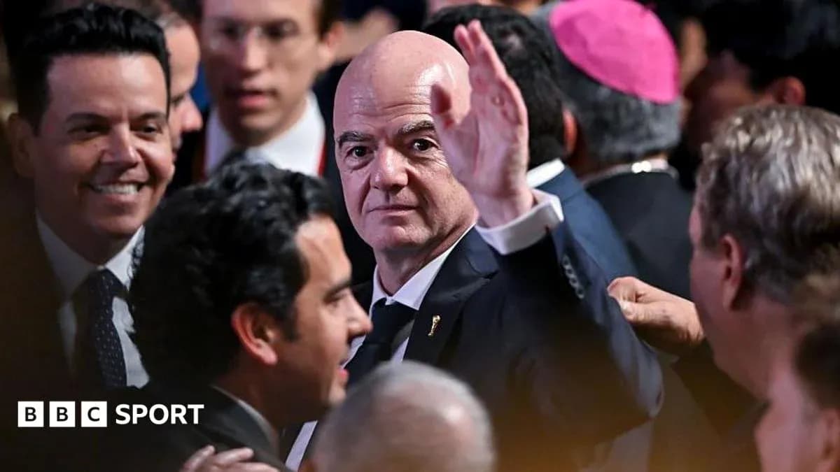 FIFA president Gianni Infantino waving at event