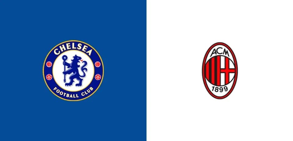 Chelsea and AC Milan club logos side by side