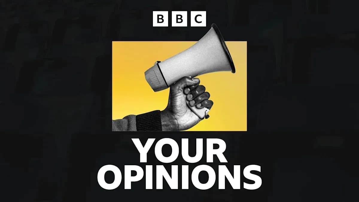 Hand holding a megaphone on yellow background