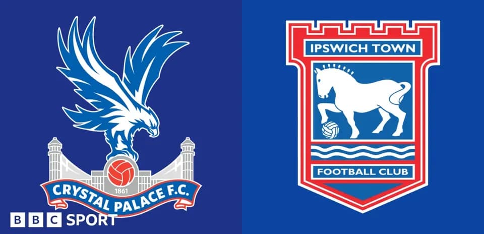 Logos of Crystal Palace and Ipswich Town clubs