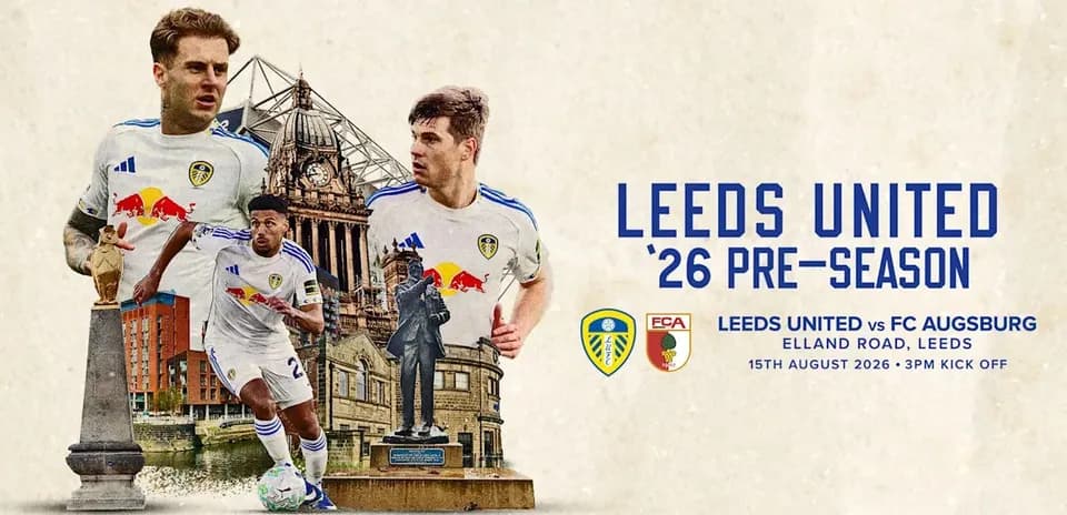 Leeds United pre-season match promotional graphic