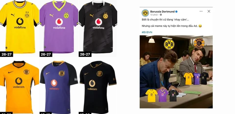 Various football jerseys displayed with a meme