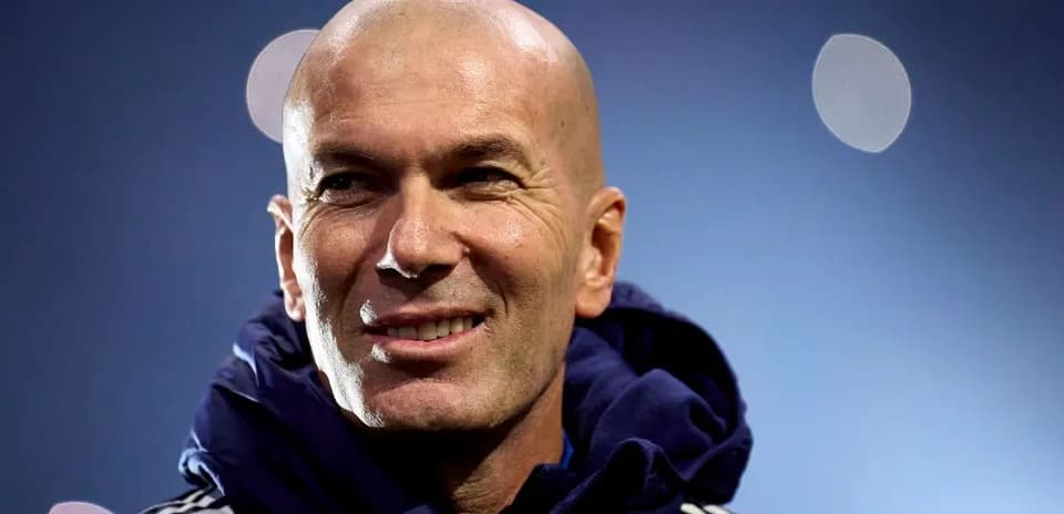 Zinedine Zidane smiling during training session
