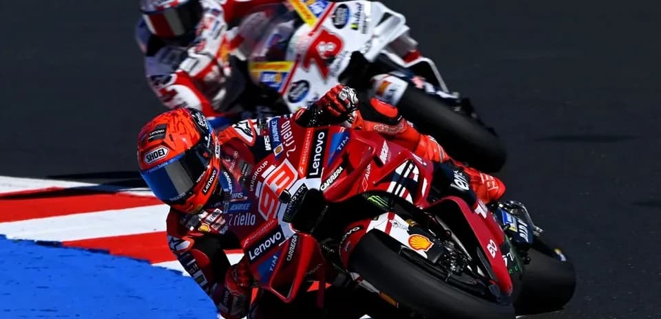 Riders competing on motorcycles during a race