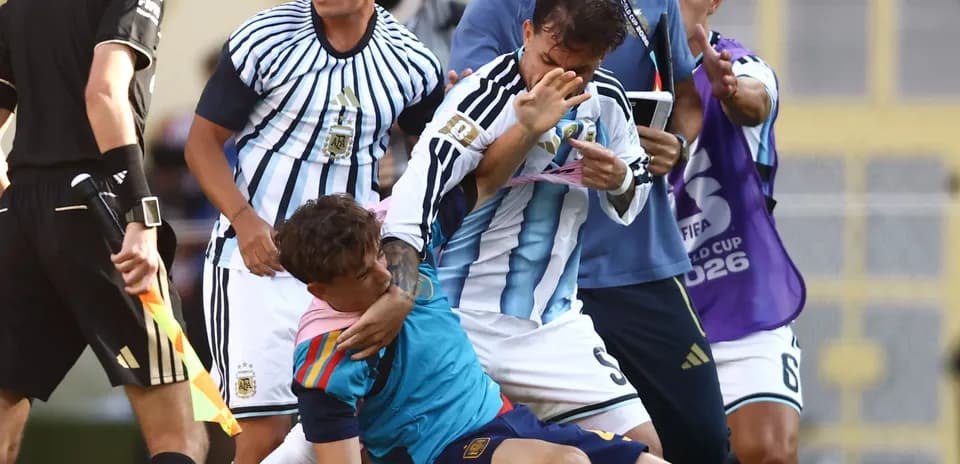 Players involved in a scuffle during match