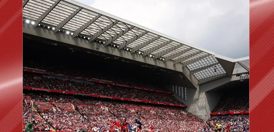 Football match at Anfield with large crowd