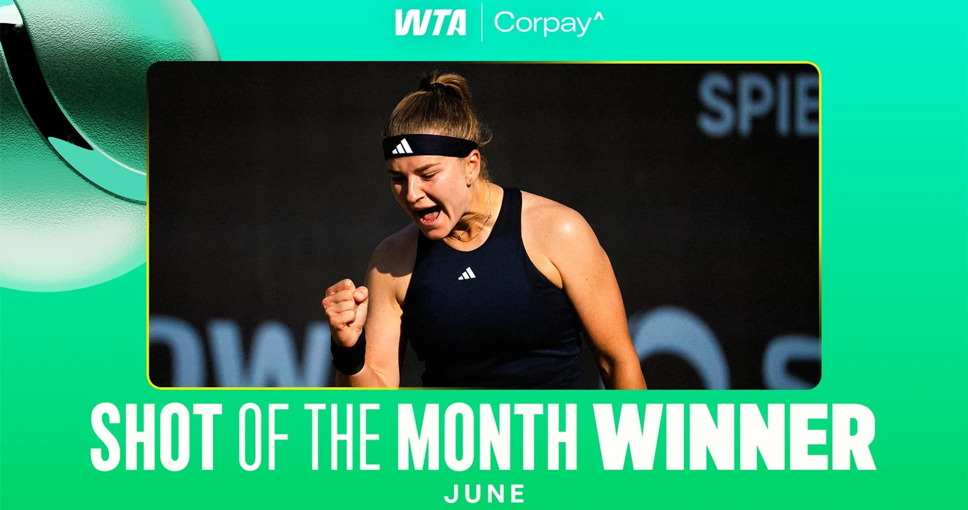 Tennis player celebrating after winning a point