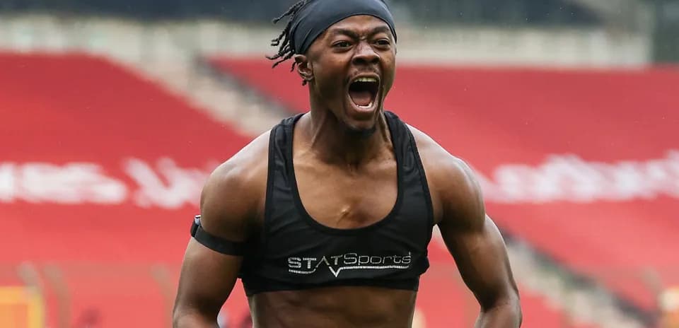 Athlete celebrating on the training field