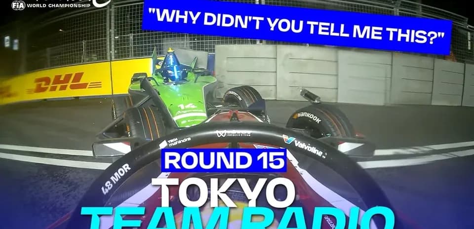 Formula E cars racing in Tokyo during Round 15