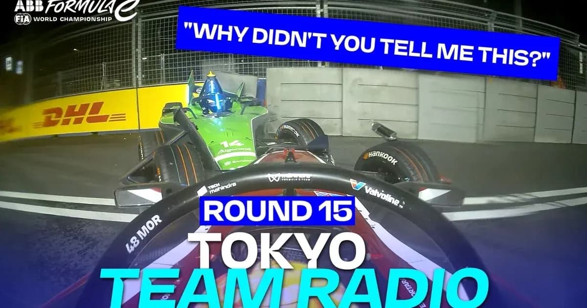 Formula E cars racing in Tokyo during Round 15
