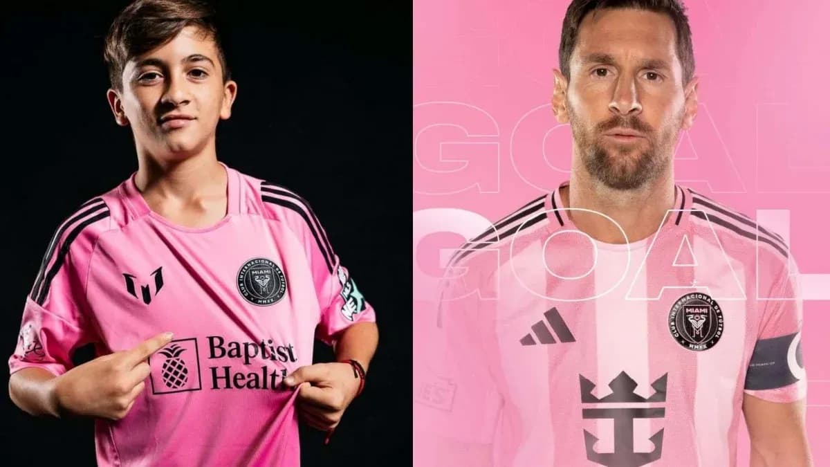 Young fan and player in pink Miami jersey