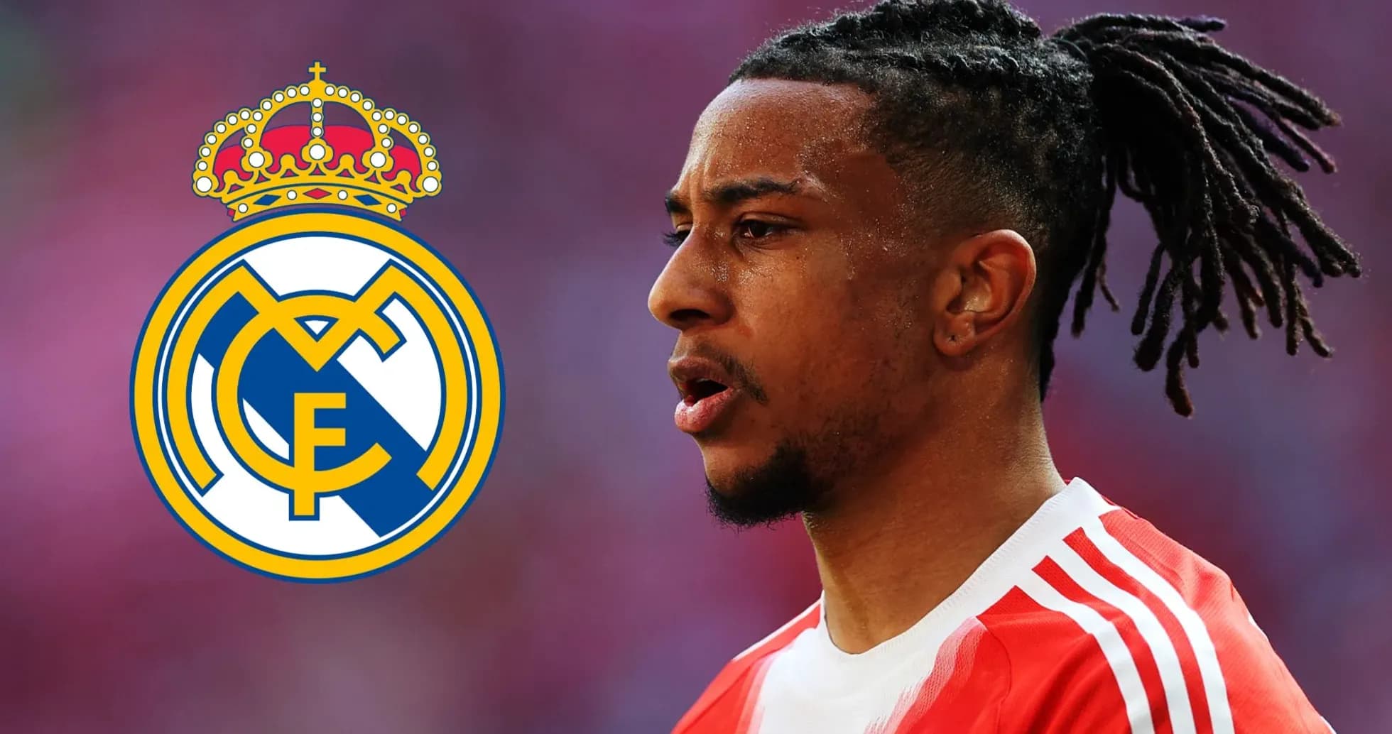 Futbolchi Real Madrid logosi bilan maydonda