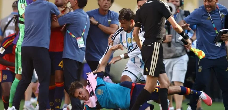 Players and coaches involved in a sideline altercation