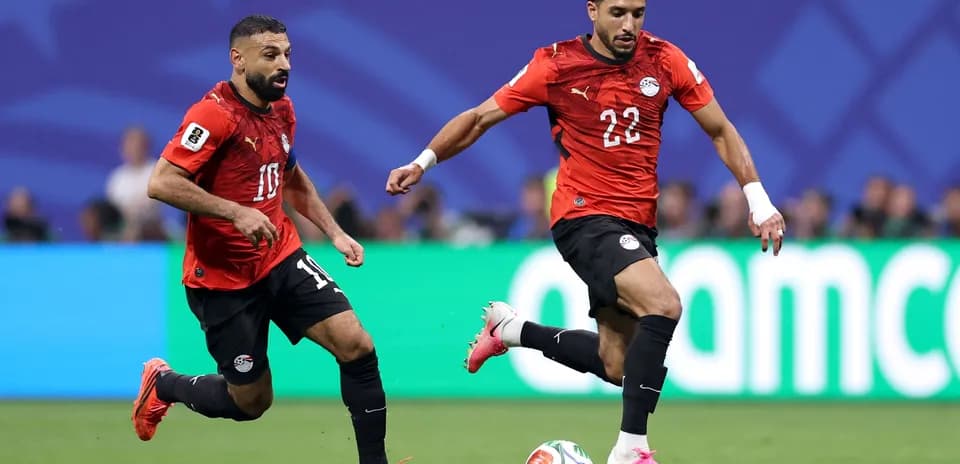 Egyptian players during a football match action