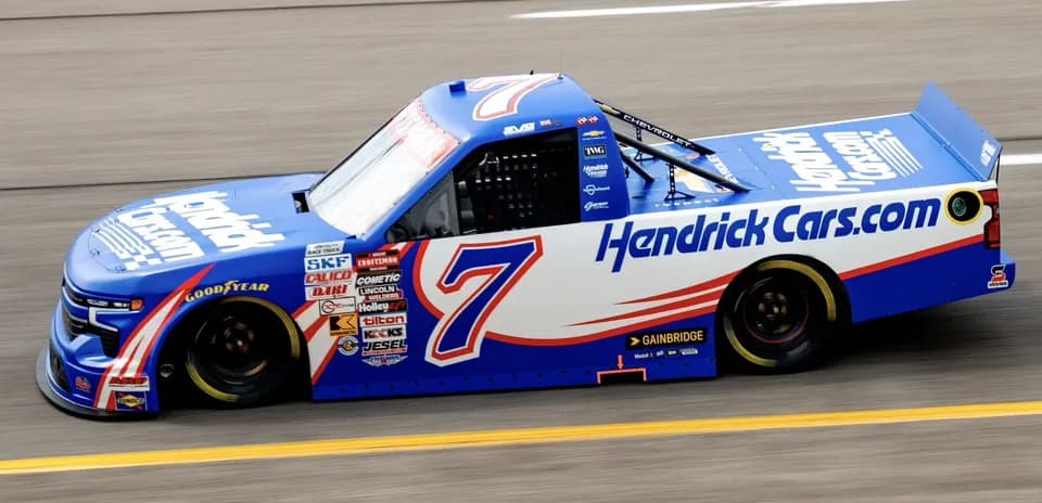 Hendrick Cars Chevrolet racing truck on track