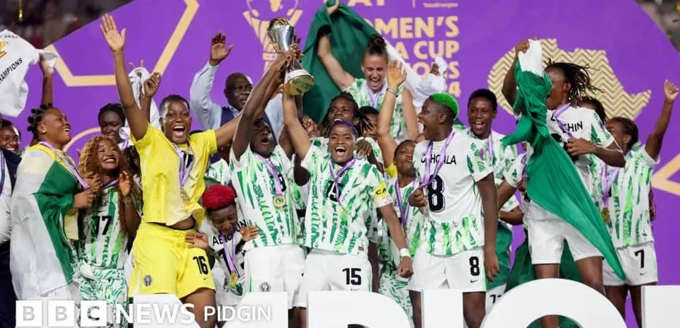 Nigeria women's team celebrating Africa Cup victory