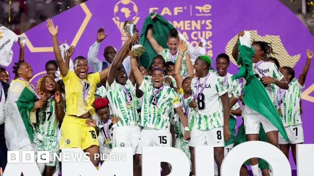 Nigeria women's team celebrating Africa Cup victory