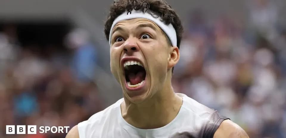 Tennis player celebrating during a match