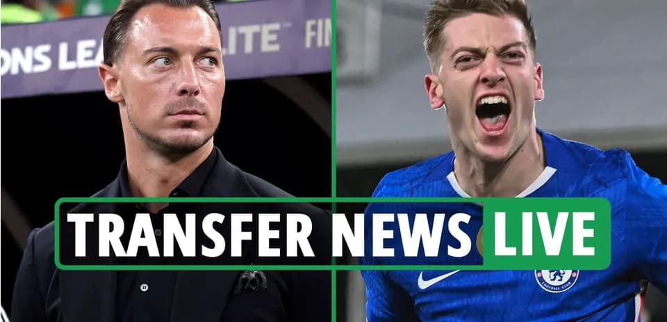 Football coach and player celebrating during transfer news