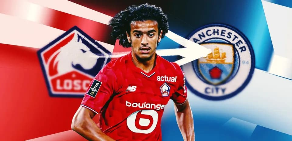 Futbolchi LOSC formasi bilan Manchester City logotipi