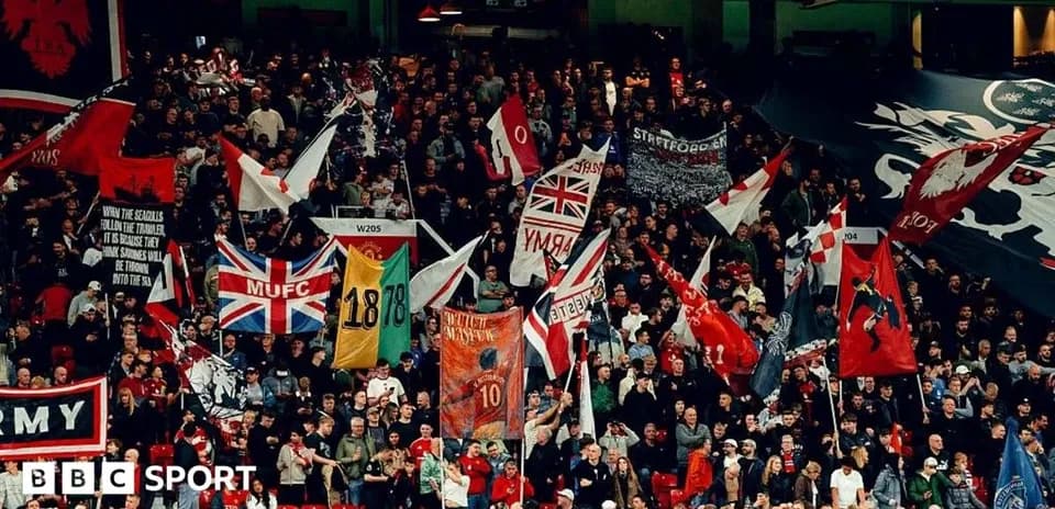 Football fans waving flags in the stadium
