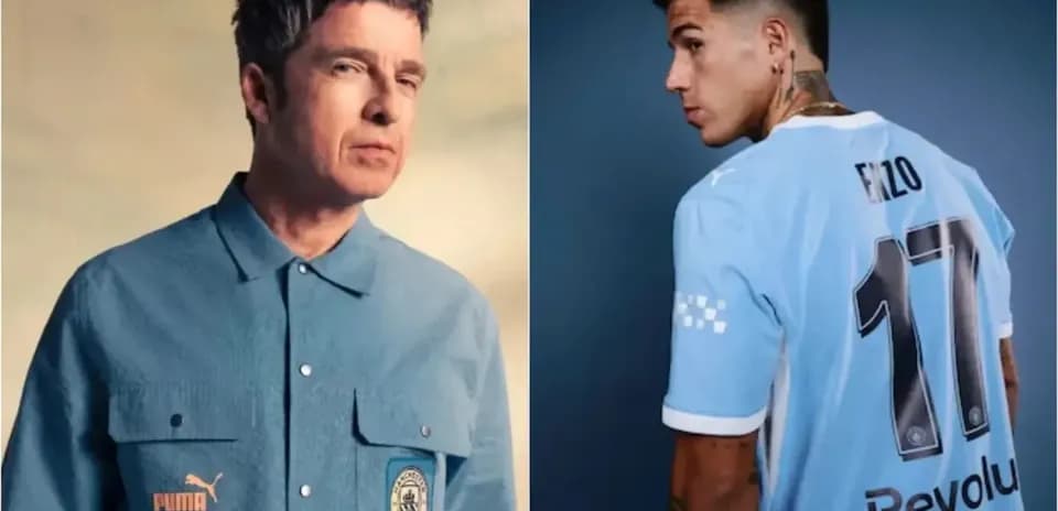 Man in Puma shirt next to player in football jersey
