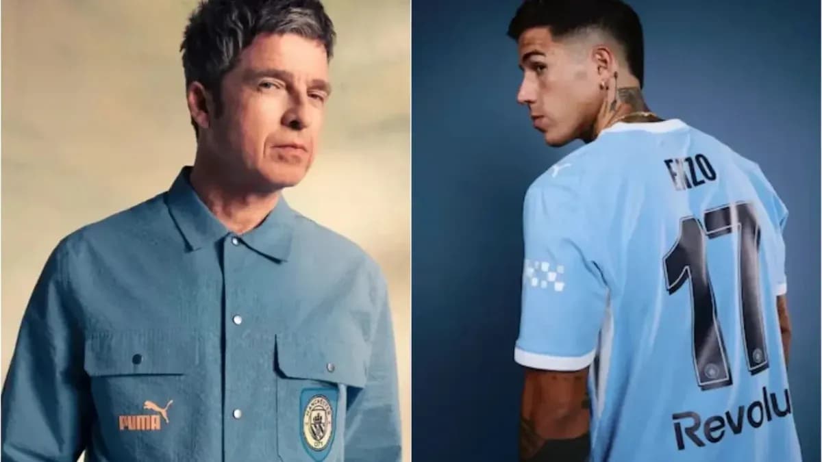 Man in Puma shirt next to player in football jersey